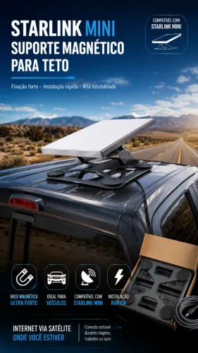 Suporte Magnético Starlink Mini Roof Mount para Veículos