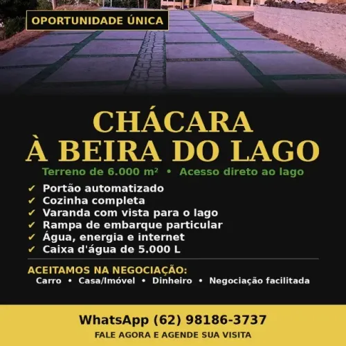 ? OPORTUNIDADE DE VENDA ? CHÁCARA À BEIRA DO LAGO