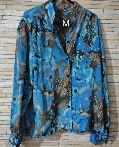 Camisa Feminina Azul Estampada