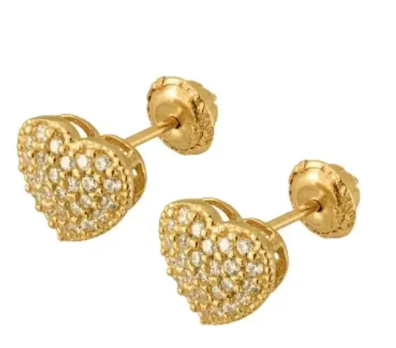 Brinco Ouro 18k Ponto De Luz Coração Chuveiro Zircônias