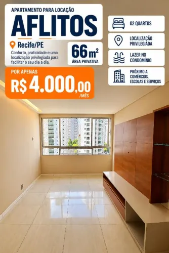 Aflitos | 02 quartos | Lazer | R$ 4 mil