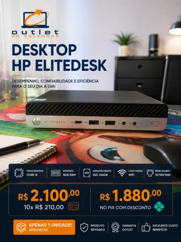 Desktop HP Mini EliteDesk Core i5 8GB SSD256GB WIFI Rede Gigabit