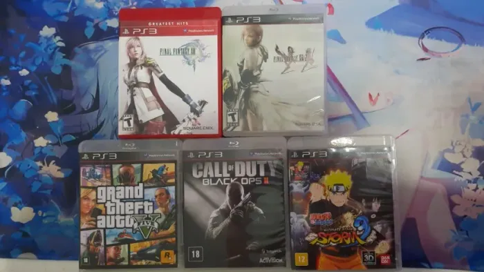 Jogos PS3 Originais Lote GTA V, Black Ops 2, Naruto Storm 3, Final Fantasy XIII e XIII-2