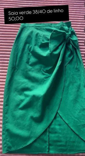 Saia verde de linho envelope