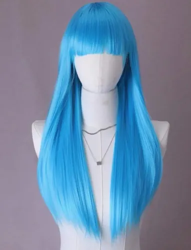 Peruca Azul Royal Reta com Franja Cosplay