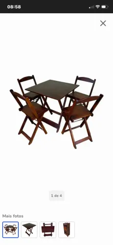 Mesa de madeira com 4 cadeira cada