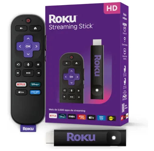 Roku Streaming Stick HD 2025 | Dispositivo de streaming para TV HD/FHD com controle remoto