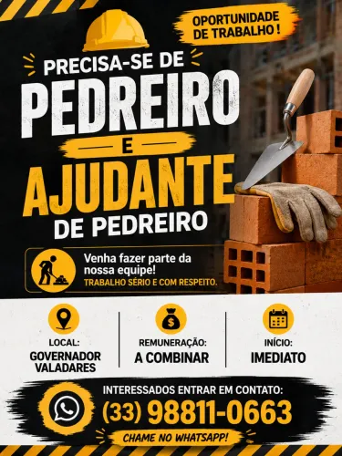 Preciso de pedreiro e ajudante