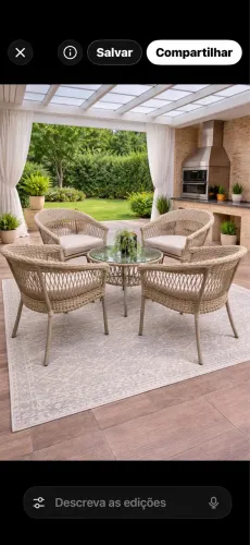 Conjunto jardim poltronas alumínio tricô e corda náutica