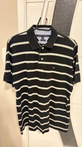 Polo Tommy Hilfiger Listrada Preta Original