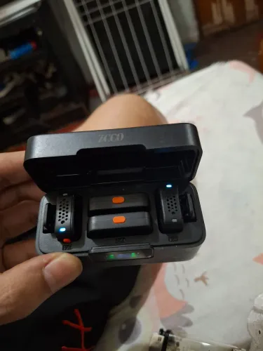 Microfone Zcco Sem Fio Duplo Lapela Preto