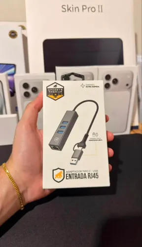 Adaptador tipo C/USB- A com entrada Rj45