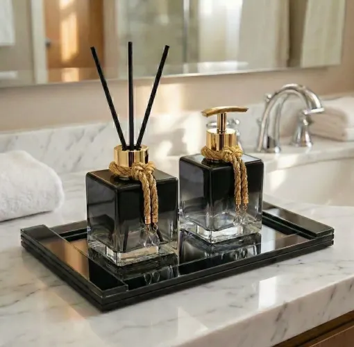 Kit Lavabo Sabonete líquido + Difusor 250ml + Bandeja Trama