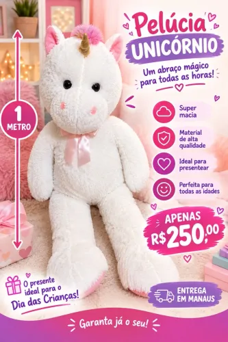 ? PELÚCIAS GIGANTES PARA PRESENTEAR! ? 1 Metro Entrego com taxa?