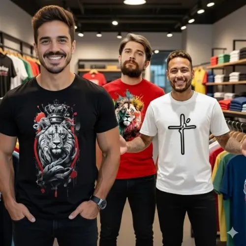 Kit c/3 Camiseta Cristã Gospel Estampa Sortida