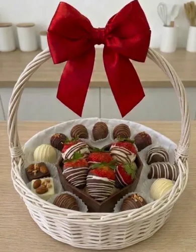 PRESENTE Cesta de bombom de frutas para presentear quem você ama.