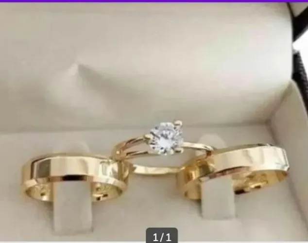 Par de Aliança Chanfrada com Chapa de Ouro 18k Com Forro de Prata