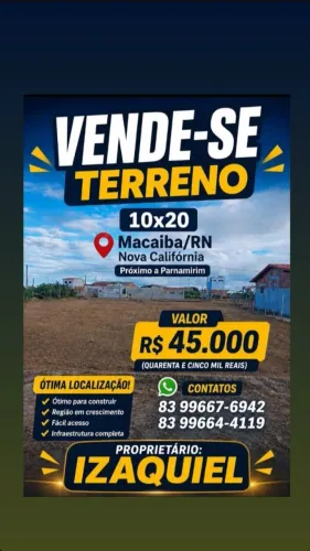 Vende-se esse terreno em Macaiba RN/ Próximo a Parnamirim RN!