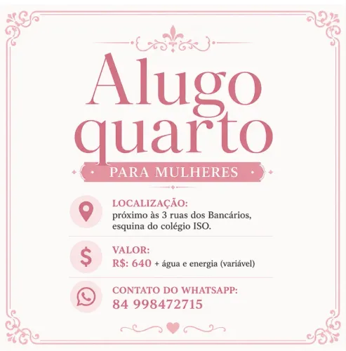 Quarto disponível para mulheres