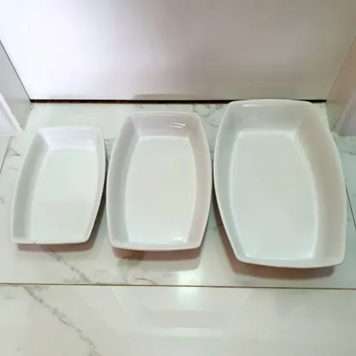 Kit 3 Travessas Refratárias Porcelana Branca Formas De Forno