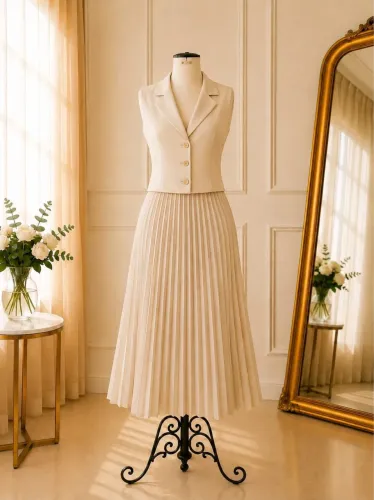 Conjunto com saia plissada