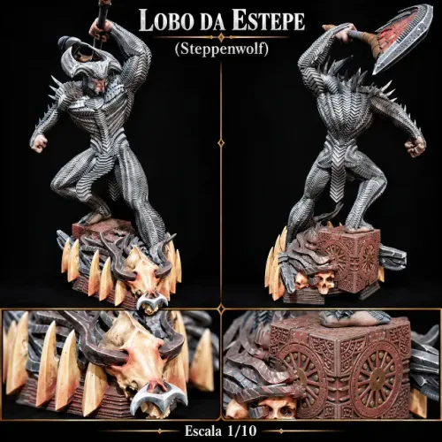 Estátua Lobo Da Estepe Steppenwolf Snyder Cut Impressão 3D Resina Pintada À Mão Action Fig