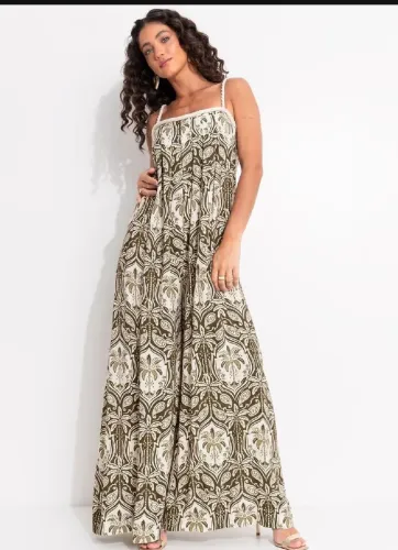 Macacao feminino estampado Serra Tropical Farm, viscose gg novo na tag