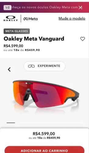 Oakley Meta Vanguard Original - IA, Câmera 3K | Estado de Novo