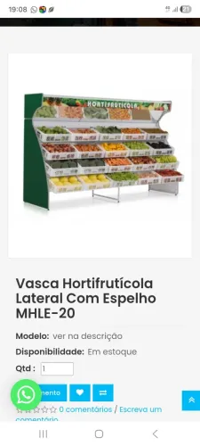 Hortifruticola com 20 cestas com espeljo e iluminacao Gelopar seminovo