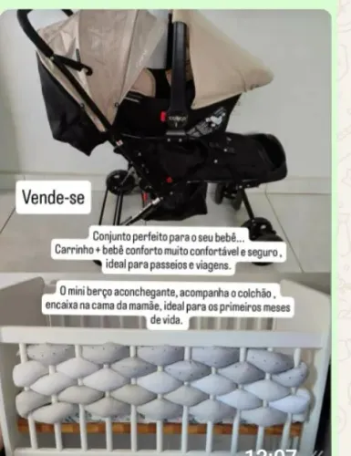 Vende se carrinho com bebé conforto e mini berço com colchão