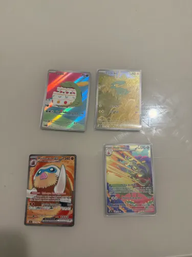 4 cartas pokemons 1ex 3 ilustrações raras por 90!