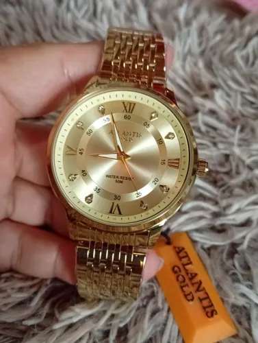 Relógio Atlantis Gold feminino folheado a prova dágua