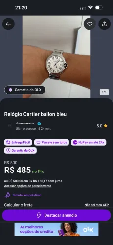Relógio cartier