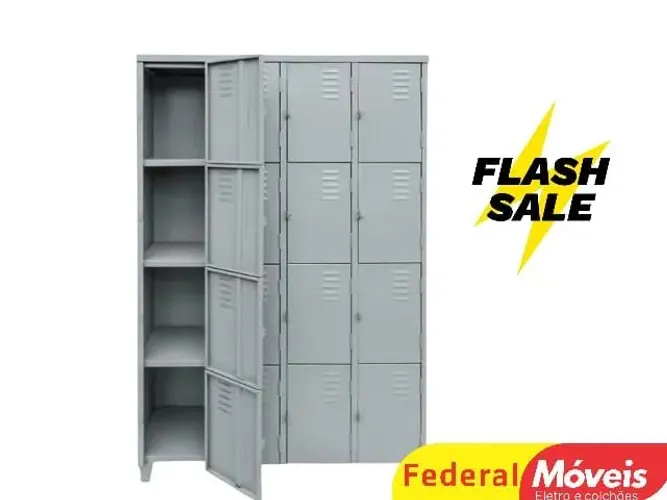 Roupeiro de aço 16 Portas Chapa #26 1,96x1,23x0,36 - Solicite Catálogo 