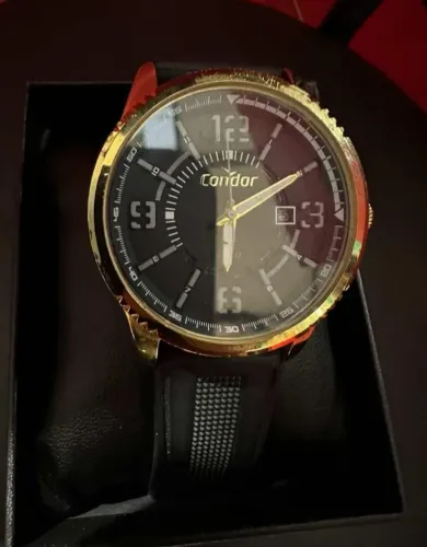 Relógio Condor Masculino Dourado Com Pulseira Silicone