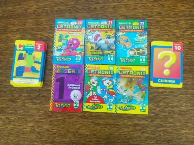 Conjunto de 27 Cartas e 6 Minigibis dos Letronix