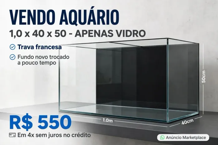 Aquário 1mx 40 x 50 seminovo passo cartão 4x sem juros