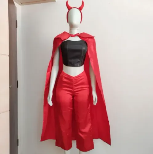 fantasia diaba calça capa e tiara Tam P