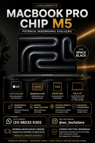 MACBOOK PRO CHIP M5 16/512GB 14 Pol. | LACRADO | COMPRE COM SEGURANÇA