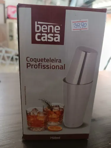 Coqueteleira inox profissional benecasa 750ml 2 peças presente de casamento aniversário