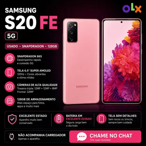Samsung Galaxy S20 FE 5G Snapdragon - 128GB - Rosa