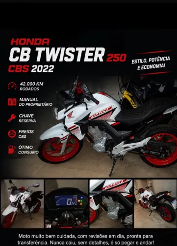 Honda twister 250 2022-- econômica , forte e bem conservada , aceito troca 