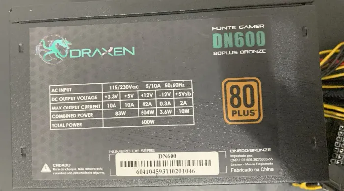 FONTE REAL 80 PLUS GAMER