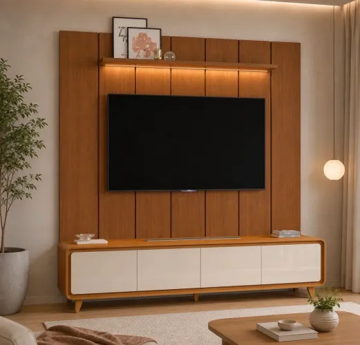 Rack + Painel Ripado 2,20m Design Moderno com LED p5