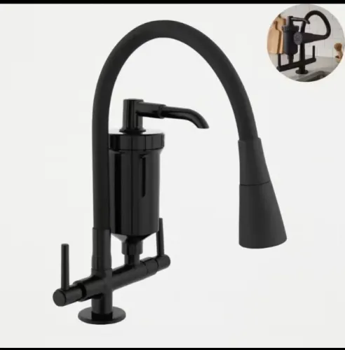 Torneira com Filtro Gourmet Luxo, Pia Cozinha, Flexível, Bancada Cor Preto
