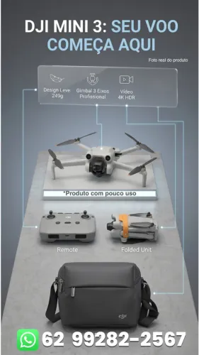 Drone Dji Mini 3 4K com 1 bateria + controle + bolsa