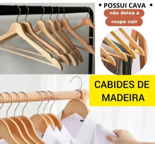 Cabides de madeira loja de roupas closet guarda roupa