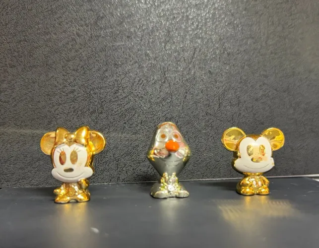 Lote 3 Gogos Crazy - Minnie dourada e Mickey dourado e Olaf prata 