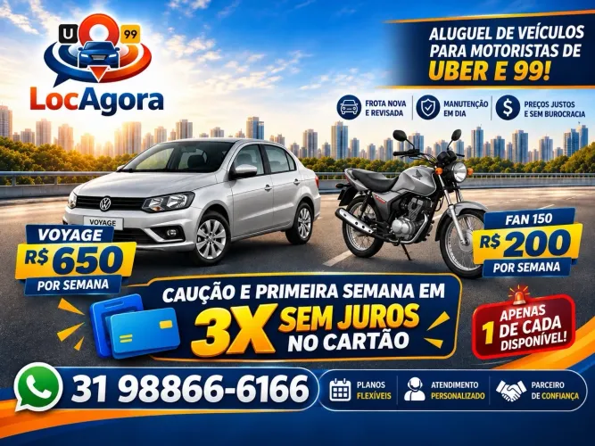 Aluguel VOYAGE CONFORT UBER MOTORISTA DE APLICATIVO - UBER E 99
