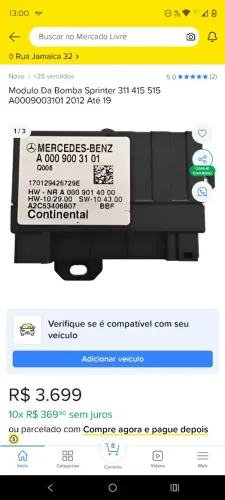 módulo combustível Mercedes bens Sprinter posso entregar Curitiba região 